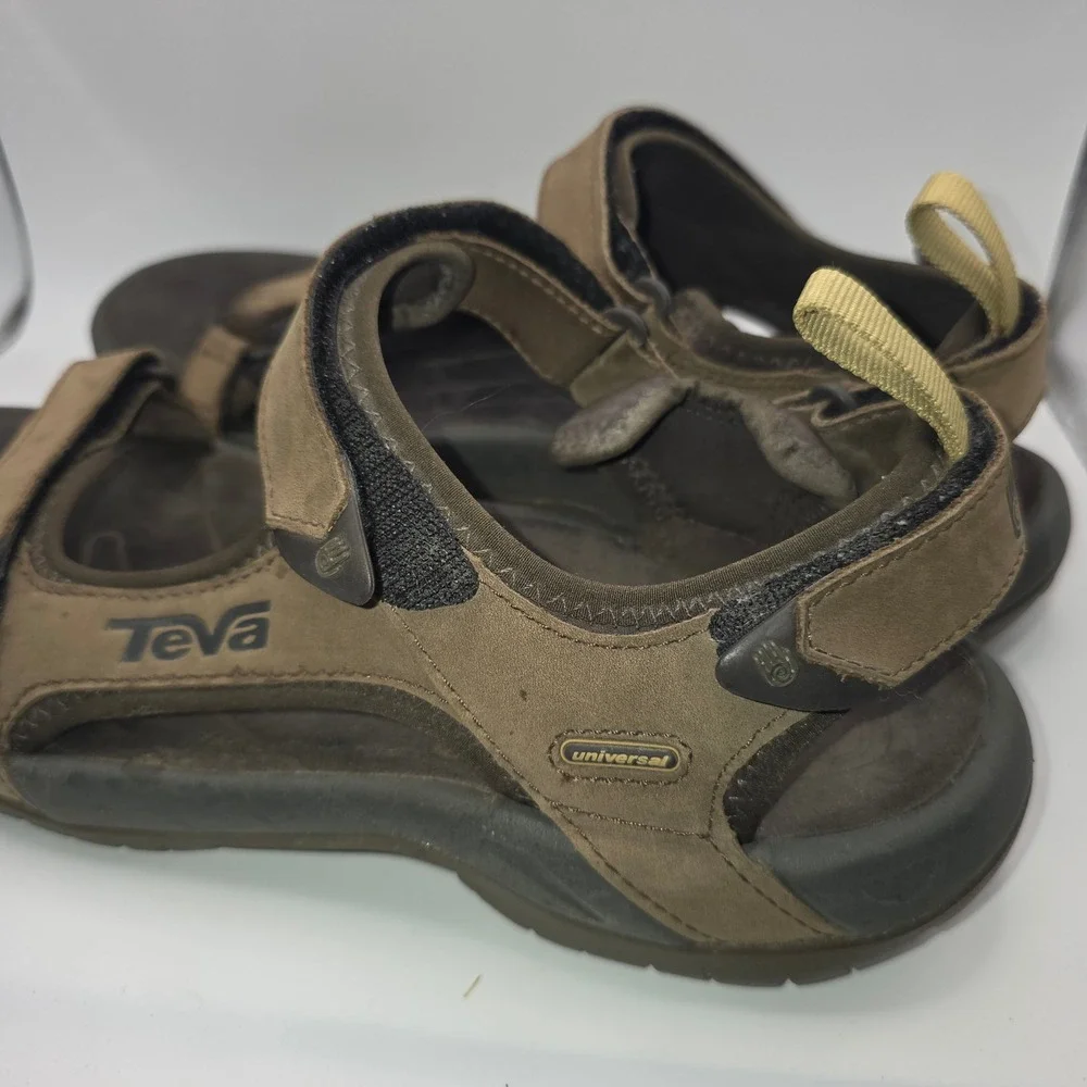 Teva Tanza Mens Brown Leather Hiking Sport Sandals 1000183 Size 12